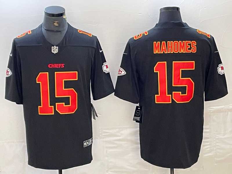 Mens Kansas City Chiefs #15 Patrick Mahomes Black Fashion Vapor Limited Stitched Jersey->kansas city chiefs->NFL Jersey